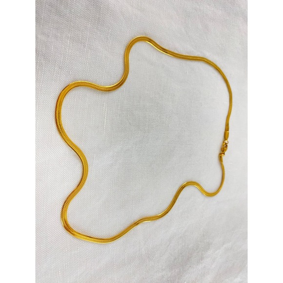 Stainless Steel 18k Gold Plated Herringbone Snake Chain Necklace - Picture 8 of 11